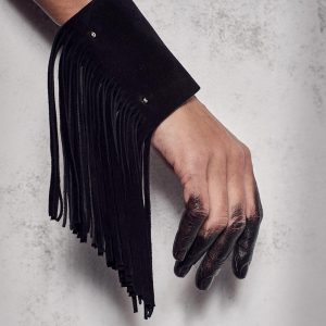 FRINGE BRACELET CUFF Black