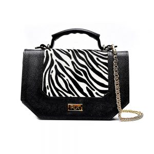 PLIK LOLA Black Saffiano Zebra Pony