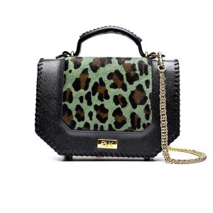 PLIK LOLA Black Saffiano Green Leo Pony