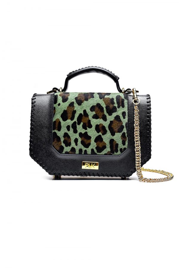 PLIK LOLA Black Saffiano Green Leo Pony