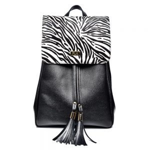 BACKPACK PLIK Black Saffiano Zebra Pony