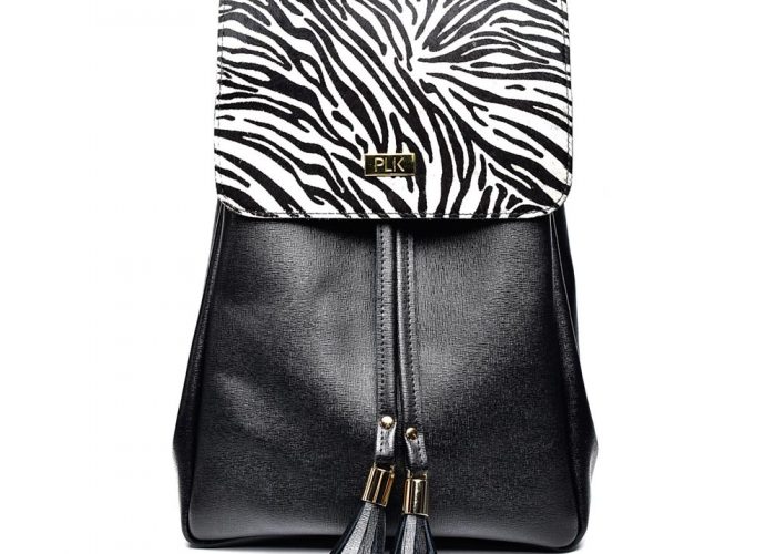 BACKPACK PLIK Black Saffiano Zebra Pony