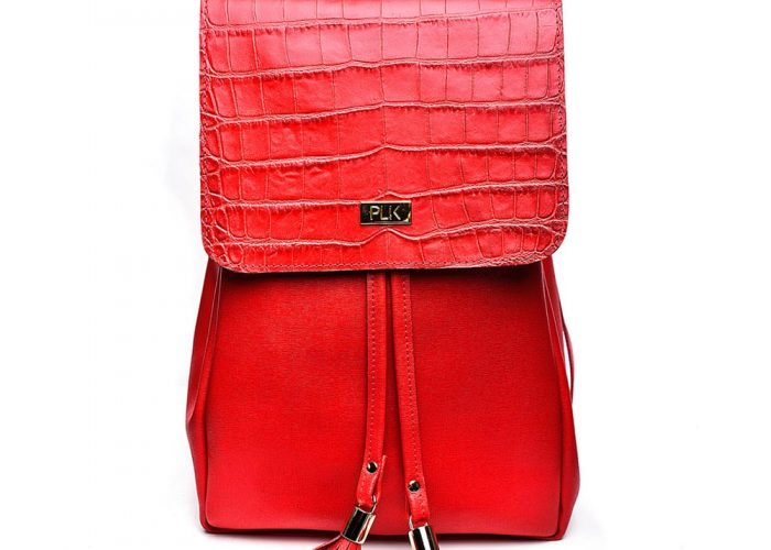 BACKPACK PLIK Red Saffiano Red Croc