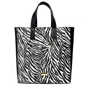 PAPER PLI Mini Black Saffiano Zebra Pony