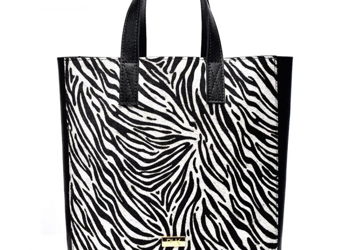 PAPER PLI Mini Black Saffiano Zebra Pony