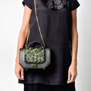 PLIK LOLA Black Saffiano Green Leo Pony