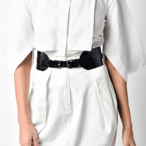 BELT WITH 2 BUCKETS Black Croco