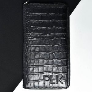 UNISEX WALLET PLIK Black Croc Print