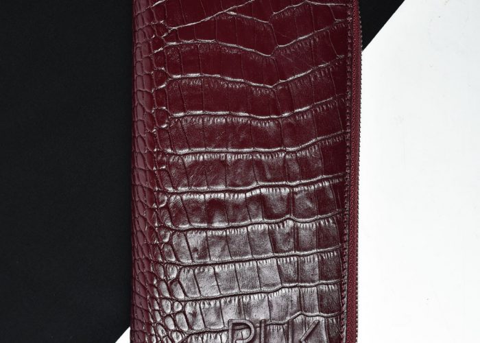 UNISEX WALLET PLIK Burgundy Croc Print